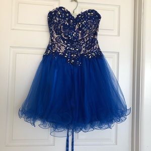 Blue Lacey Homecoming Dress (small)